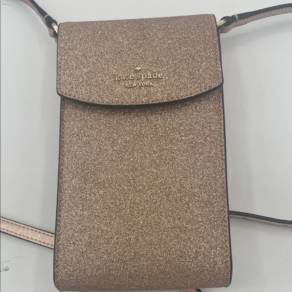 Kate Spade Glittery Gold and Pink Crossbody Phone Bag